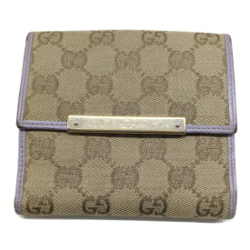GUCCI グッチ GGロゴ キャンバス レザー 2つ折り財布 ウォレット/112664.0959/ベージュ×パープル/翌日配送可【B】【メンズ・レディース】/b251021★■594131【中古】