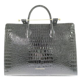 STRATHBERRY ストラスベリー クロコ型押し・2WAYハンドバッグ/ブラック/翌日配送可【♀】【S】【レディース】/b251106★■595739【中古】