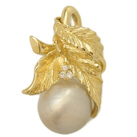 FD:0.03ct/白蝶真珠/シロチョウ/サウスシーパール・ダイヤモンドペンダントトップ/K18YG-10.6g/イエローゴールド 翌日配送可【♀】【N】【レディース】/h251107★■595179【中古】