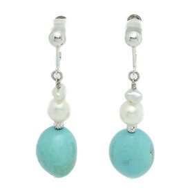 ターコイズ（トルコ石/アコヤパールイヤリング/K14WG/585-6.1g/ホワイトゴールド 翌日配送可【♀】【A】【レディース】/h251108★■595871【中古】