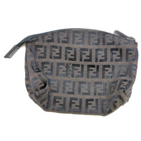 FENDI フェンディ ズッキーニ コスメ ミニポーチ/7N0004/ブラウン/翌日配送可【♀】【B】【レディース】/b251111★■596087【中古】