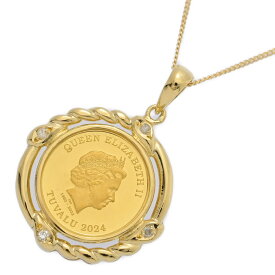 0.04ct/1/25oz ホース金貨 3ドル・ダイヤモンド ネックレス・ペンダント/K24コイン-4.4g/K18/イエローゴールド/プレゼント【♀】【S】【レディース】/h251111★■595953【中古】