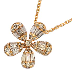 0.7ct/フラワーモチーフ・ダイヤモンドネックレス・ペンダント/K18PG/750-4.6g/ピンクゴールド 翌日配送可【♀】【N】【レディース】/h251113★■595959【中古】