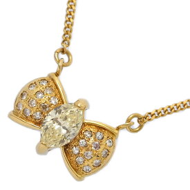 Jewelry MAKI 0.6ct/ジュエリーマキ リボンモチーフ・ダイヤモンドネックレス・ペンダント/K18YG/750-3.9g/イエローゴールド【♀】【S】【レディース】/h251129★■597292【中古】