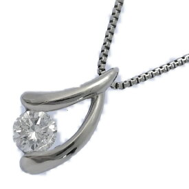 0.1ct/1P・シンプルデザイン ワンポイント ダイヤモンド ネックレス・ペンダント/Pt900-Pt850-1.4g/プラチナ/プレゼント/記念日【♀】【S】【レディース】/h251205★■598581【中古】
