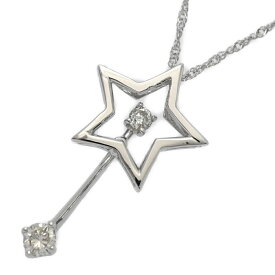 FD:0.15ct/スターモチーフ・ダイヤモンド スウィング ネックレス・ペンダント/K18WG/750-1.8g/ホワイトゴールド/プレゼント【♀】【S】【レディース】/h251208★■597314【中古】