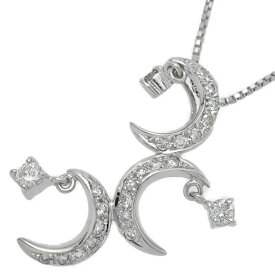 ムーンモチーフ ダイヤモンド ネックレス・ペンダント/K18WG/750-5.0g/ホワイトゴールド/プレゼン記念日/4月誕生石【♀】【N】【レディース】/h251208★■598130【中古】