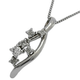 0.08ct/6P・ダイヤモンド ネックレス・ペンダント/K10WG/416-1.2g/ホワイトゴールド/シンプルデザイン/プレゼント/記念日【♀】【S】【レディース】/h251208★■598747【中古】