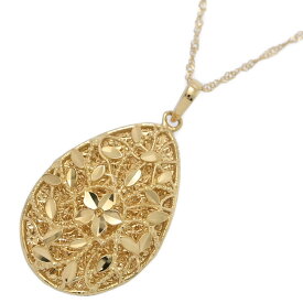 透かしフラワーデザイン ドロップモチーフ ネックレス・ペンダント/K18YG/750-2.5g/イエローゴールド/プレーン/プレゼント【♀】【N】【レディース】/h251208★■598041【中古】