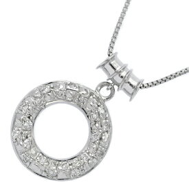 0.1ct/サークルモチーフ ダイヤモンド ネックレス・ペンダント/Pt900-Pt850-3.9g/プラチナ/プレゼント/記念日/4月誕生石【♀】【S】【レディース】/h251210★■598937【中古】