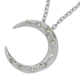 0.13ct/ahkah blanc アーカーブラン ムーンモチーフ・ダイヤモンドネックレス・ペンダント/K18WG/750-2.4g/ホワイトゴールド【♀】【S】【レディース】/h251210★■598927【中古】