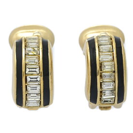 (限定値下げ) Christian Dior クリスチャンディオール ラインストーンイヤリング/合金/メッキ-9.8g/ゴールド×ブラック/翌日配送可【♀】【B】【レディース】/h251211★■599307【中古】