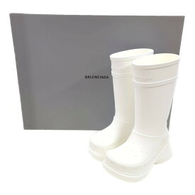 BALENCIAGA バレンシアガ クロックスコラボ ラバー ロングブーツ 靴 レインブーツ/36/ホワイト/プラットフォーム/厚底【オールシーズン】【♀】【S】【レディース】/b251211★■599327【中古】