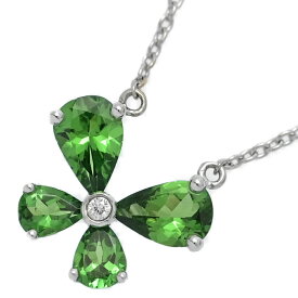 GA1.11ct/FD:0.1ct/ツァボライト バタフライモチーフ・グリーングロッシュガーネット ネックレス・ペンダント/K18WG/750-2.5g【♀】【S】【レディース】/h251212★■596924【中古】