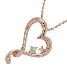 0.03ct/A・D・A エーディーエー シンプルライン ハートモチーフ 2P・ダイヤモンド ネックレス・ペンダント/K10PG/416-1.8g【♀】【N】【レディース】/h251212★■598480【中古】