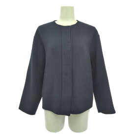 (ラスト1点) INED イネド ウール ショート丈 ノーカラーコート/71-54112010/9/ネイビー/アウター/デート【秋冬】【♀】【S】【レディース】/b251224★■600803【中古】