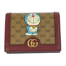 (ラスト1点) GUCCI グッチ GGスプリーム・ドラえもんコラボ ミ コインケース（コインパース・小銭入れ）財布/647788/レッド×ブラウン【♀】【A】【レディース】/b260110★■601716【中古】