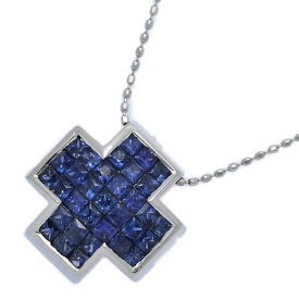 SA1.2ct/QVC キュービーシー クロスモチーフ・サファイアネックレス・ペンダント/K18WG/750-5.4g/ホワイトゴールド/翌日配送可【S】【メンズ・レディース】/h260113★■601760【中古】