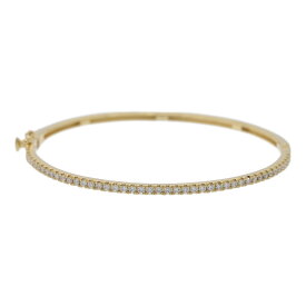 0.66ct/ハーフエタニティセッティング ダイヤモンド バングル ブレスレット/K18YG/750-10.2g/イエローゴールド/プレゼント【♀】【N】【レディース】/h260114★■601873【中古】