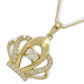 0.2ct/クラウンモチーフ 王冠 ダイヤモンド ネックレス ペンダント/K18YG/750-2.8g/イエローゴールド/プレゼント/記念日【♀】【N】【レディース】/h260114★■601872【中古】