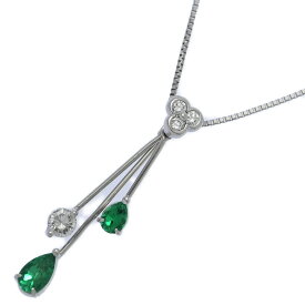 美品 EM0.41ct/FD:0.14ct/エメラルド・ダイヤモンドネックレス・ペンダント/Pt900-Pt850-4.1g/プラチナ【♀】【S】【レディース】/h260115★■601465【中古】