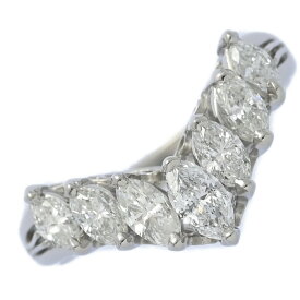 美品 1.01ct/V字デザイン 7P マーキース ダイヤモンド リング・指輪/Pt900-5.3g/18号/#58/プラチナ【♀】【S】【レディース】/h260115★■600959【中古】