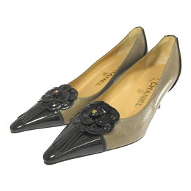 CHANEL シャネル カメリアコレクション タッセル バイカラー レザー パンプス 靴/35 1/2/ベージュ系×ブラック【オールシーズン】【♀】【C】【レディース】/b260126★■603260【中古】