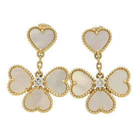 ヴァンクリーフアンドアーペル スウィートアルハンブラ ハート マザーオブパール ダイヤモンド ピアス/K18YG/750-6.1g 【♀】【A】【レディース】/h260127★■603581【中古】