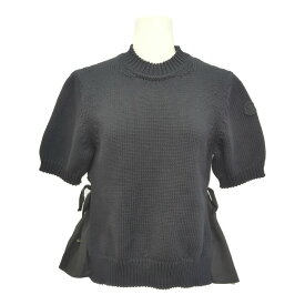 MONCLER モンクレール 袖刺繍 バックフリル 半袖ニット セーター トップス/G10939C76200 V9162/XS/ネイビー【春夏秋】【♀】【A】【レディース】/b260202★■604418【中古】