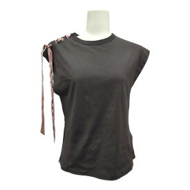 EMILIO PUCCI エミリオプッチ ショルダーリボン コットン ノースリーブ Tシャツ タンクトップ トップス/33453/XS/ブラック【春夏】【♀】【S】【レディース】/b260203★■604442【中古】