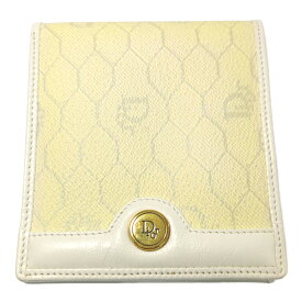 Christian Dior クリスチャンディオール ロゴパターン 2つ折り財布/イエロー系/ヴィンテージ【♀】【B】【レディース】/b260204★■603627【中古】