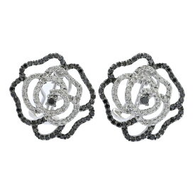0.46ct/FD:0.6ct/ローズ フラワー ブラックダイヤモンド ダイヤモンド ピアス イヤリング併用/K18WG/750-7.1g/ホワイトゴールド 【♀】【N】【レディース】/h260206★■603545【中古】