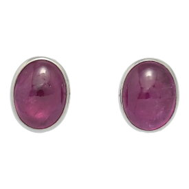 美品 大粒 RU0.348ct/FD:0.31ct/スリランカ カボションカット ルビー ペアスタッド ピアス/Pt900-3.5g/プラチナ 【♀】【S】【レディース】/h260209★■600503【中古】