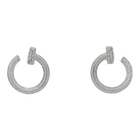 0.24ct/FD:0.24ct TIFFANY＆Co ティファニー Tワン オープンフープ ダイヤモンド ピアス/K18WG/750-7.8g/ホワイトゴールド【♀】【S】【レディース】/h260211★■605516【中古】