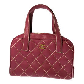 CHANEL シャネル ココマーク ワイルドステッチ レザー ハンドバッグ ピンク カーフスキン ゴールド金具【オールシーズン】【♀】【B】【レディース】/b260211★■605634【中古】
