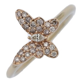 0.15ct バタフライ パピヨンモチーフ ダイヤモンド リング 指輪/K18Y+P/750,2カラー-2.3g/9号/#49/ゴールド ピンクダイヤ 【♀】【N】【レディース】/h260212★■604517【中古】