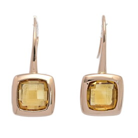 スクエアモチーフ シトリン フック ピアス/K18PG/750-6.6g/ピンクゴールド 【♀】【S】【レディース】/h260212★■604832【中古】
