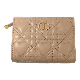 美品 クリスチャンディオール Dior Caro Glycine カナージュ ハート ミス カロ 2つ折り財布 47MA 1215 ピンク Christian Dior 【♀】【S】【レディース】/b260317★■608557【中古】