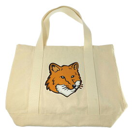 メゾンキツネ フォックス プリント コットン トートバッグ オフホワイト MAISON KITSUNE 【オールシーズン】【A】【メンズ・レディース】/b260325★■609890【中古】