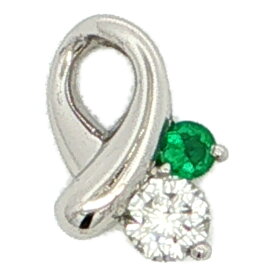 0.25ct 0.098ct ダイヤモンド エメラルド ペンダントトップ Pt900-2.8g プラチナ【♀】【S】【レディース】/h260420★■610692【中古】