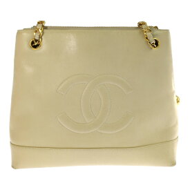 CHANEL シャネル ラムスキン ココマーク チェーンショルダーバッグ ベージュ デカココ ゴールド金具 ヴィンテージ 希少 【オールシーズン】【♀】【B】【レディース】/b260422★■612553【中古】