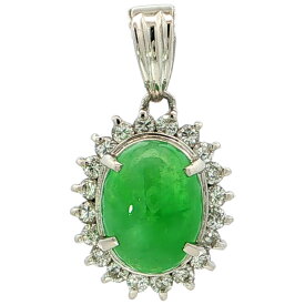 1.81ct 0.29ct 取り巻き 1P 翡翠 ジェイド ダイヤモンド ペンダントトップ Pt900-3.3g プラチナ【♀】【S】【レディース】/h260512★■610691【中古】