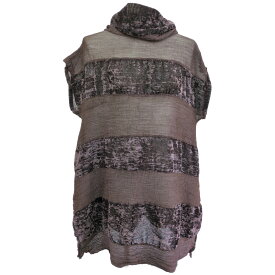 me ISSEY MIYAKE ミーイッセイミヤケ ボーダー カットソー Tシャツトップス MI01FK161 ブラウン【春夏秋】【♀】【A】【レディース】/b260512★■614153【中古】