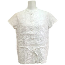 HaaT ISSEY MIYAKE ハートイッセイミヤケ ノーカラー 半袖 シャツ ブラウストップス HA54FJ572 2 ホワイト【春夏秋】【♀】【A】【レディース】/b260512★■614154【中古】