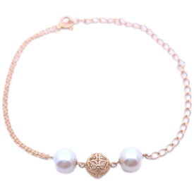 7.0mm 2P 真珠 パール ブレスレット K18YG/750-2.7g イエローゴールド【♀】【S】【レディース】/h260519★■614912【中古】