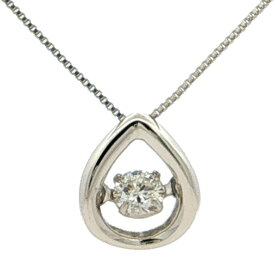0.095ct ダンシングストーン 1P ダイヤモンドネックレス ペンダント Pt900-Pt850-1.5g プラチナ【♀】【S】【レディース】/h260521★■614152【中古】