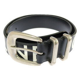 CELINE セリーヌ ロゴプリント ワイドベルト S-NE-0212 ブラック 【♂】【B】【メンズ】/b260521★■615150【中古】