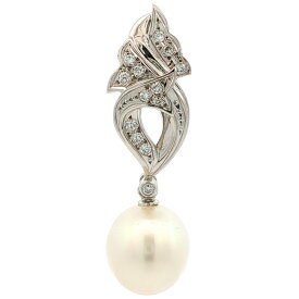 10.5-11.5mm 0.15ct 1P 白蝶真珠 シロチョウ サウスシーパール 養殖真珠 ダイヤモンドペンダントトップ Pt900-5.3g プラチナ【♀】【S】【レディース】/h260522★■613663【中古】