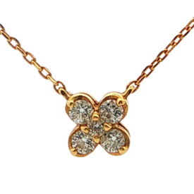 0.08ct フェスタリア フラワーモチーフ 4粒 ダイヤモンド ネックレス ペンダント K18YG/750-1.1g イエローゴールド festaria 【♀】【A】【レディース】/h260525★■615144【中古】