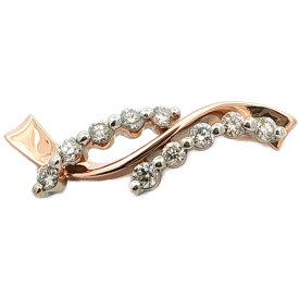 0.35ct ウェーブモチーフ 10P ダイヤモンドペンダントトップ K18Y+P/750,2カラー-2.1g イエローゴールド【♀】【N】【レディース】/h260528★■614815【中古】